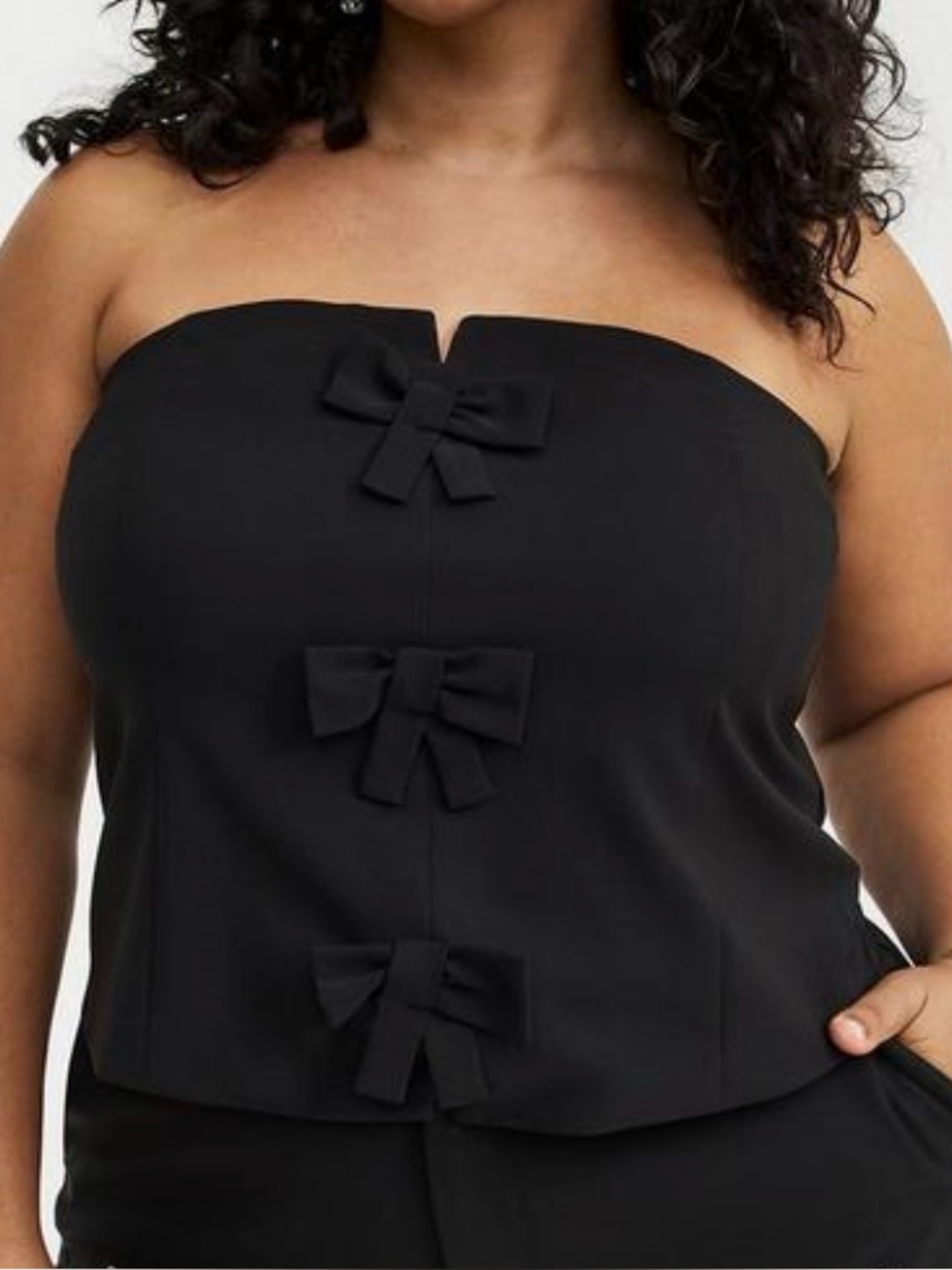 Torrid NWOT Black Strapless Bow Top Coquette Tube Top Size 0